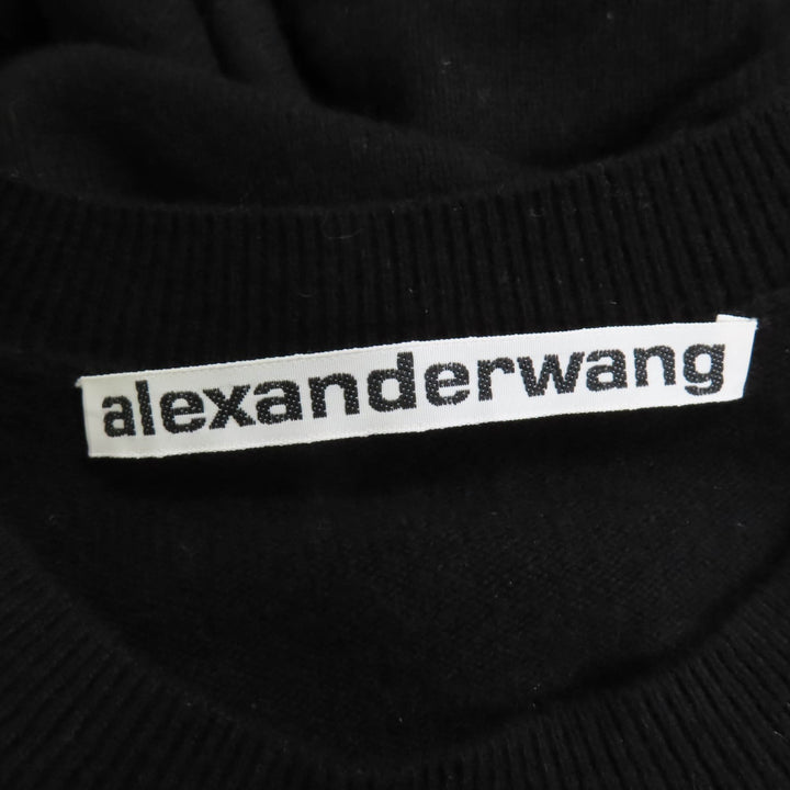 美品☆Alexander Wang アレキサンダーワン ウール カシミヤ混 長袖 変形デザイン ニット ブラック XS 正規品 レディース