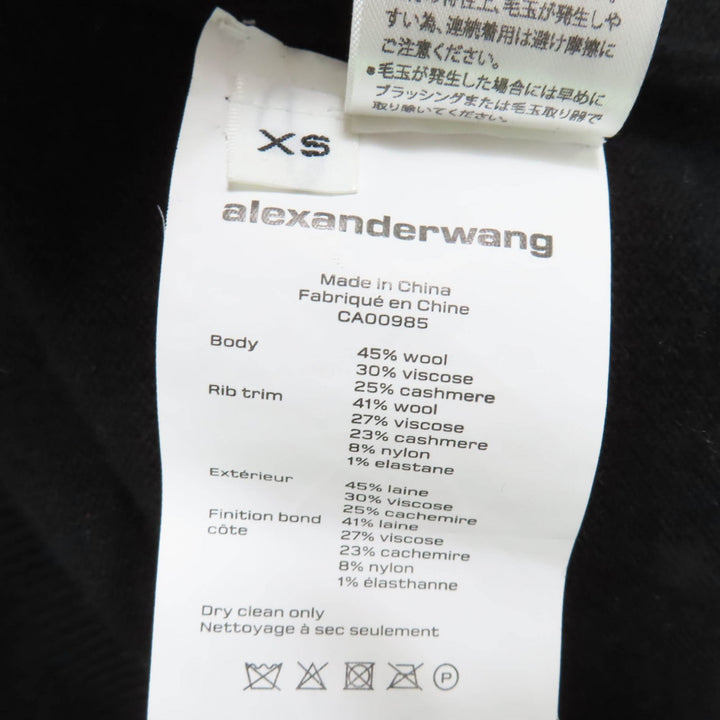 美品☆Alexander Wang アレキサンダーワン ウール カシミヤ混 長袖 変形デザイン ニット ブラック XS 正規品 レディース