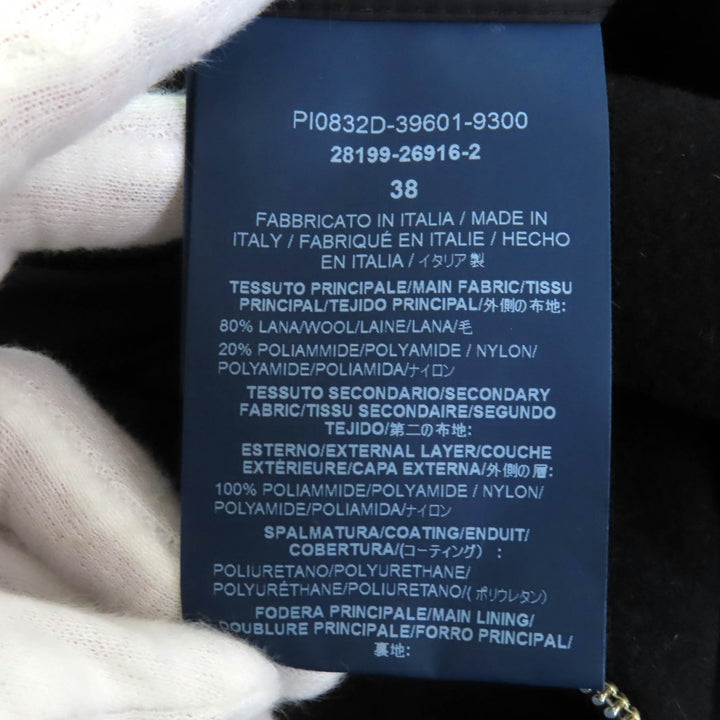 美品△Herno ヘルノ 2018年製 PI0832D ロゴプレート ウール切替 スタンドカラー 八分袖 ダウンコート ブラック38 伊製 正規品 レディース