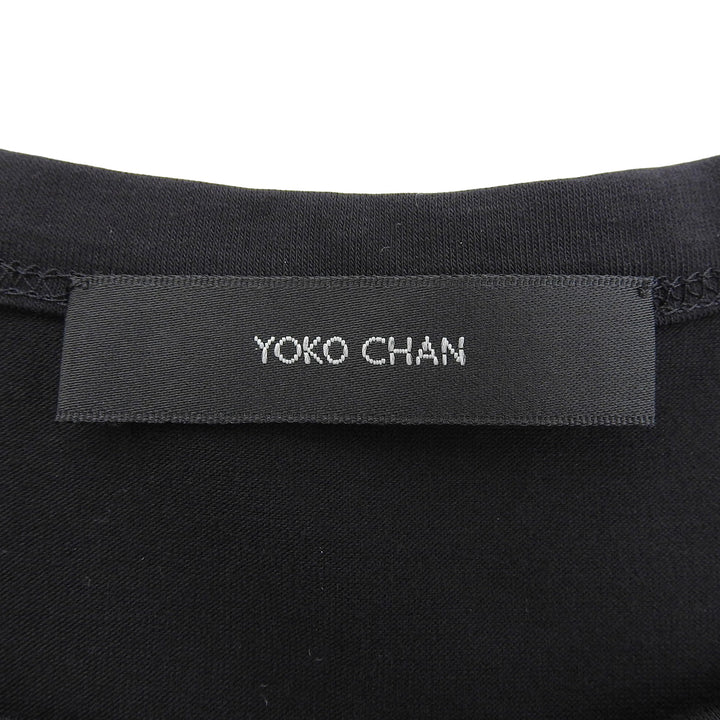 極美品▲YOKO CHAN ヨーコチャン 2022年製 YCT-222-049 コットン バルーンスリーブ 半袖 カットソー 黒 38 日本製 正規品 レディース
