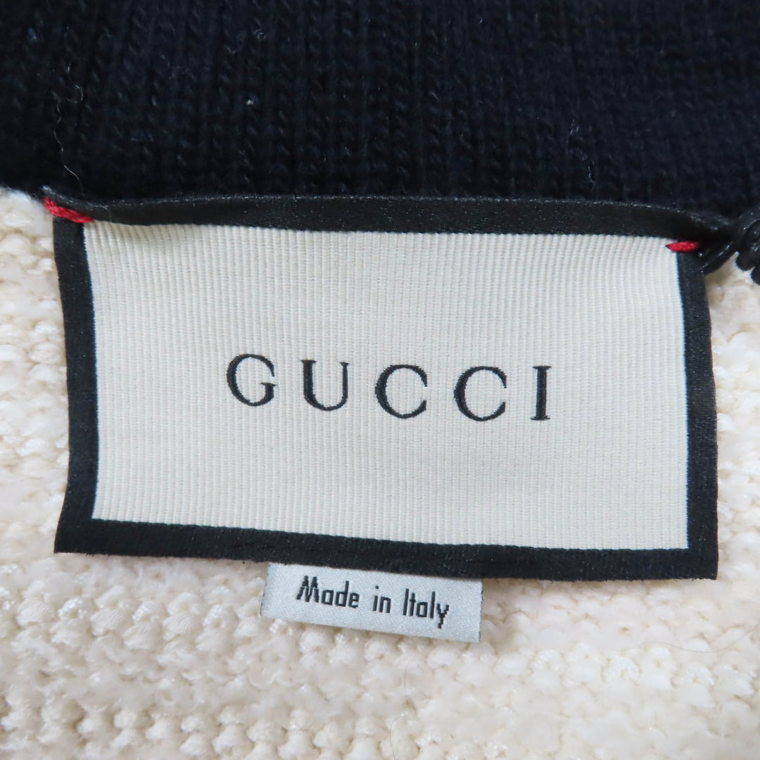 極美品☆GUCCI グッチ 490346 ウール コットン フロントオープン ツイード ノーカラーコート アイボリー M イタリア製 正規品 レディース