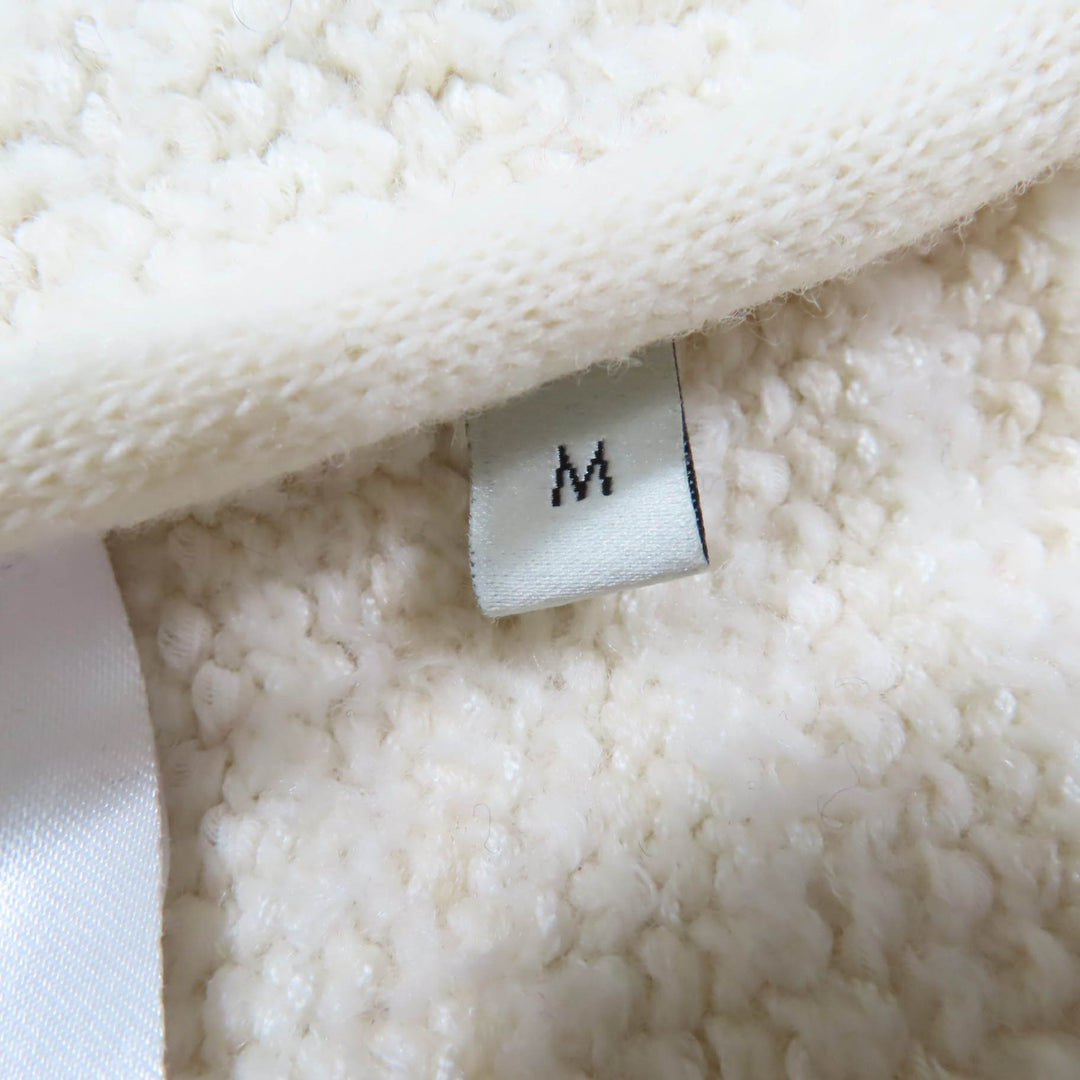 極美品☆GUCCI グッチ 490346 ウール コットン フロントオープン ツイード ノーカラーコート アイボリー M イタリア製 正規品 レディース