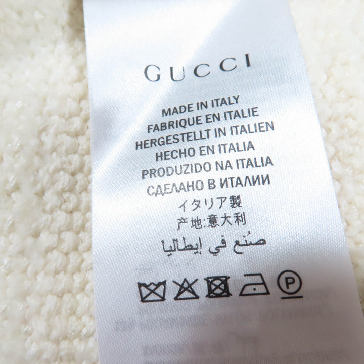 極美品☆GUCCI グッチ 490346 ウール コットン フロントオープン ツイード ノーカラーコート アイボリー M イタリア製 正規品 レディース