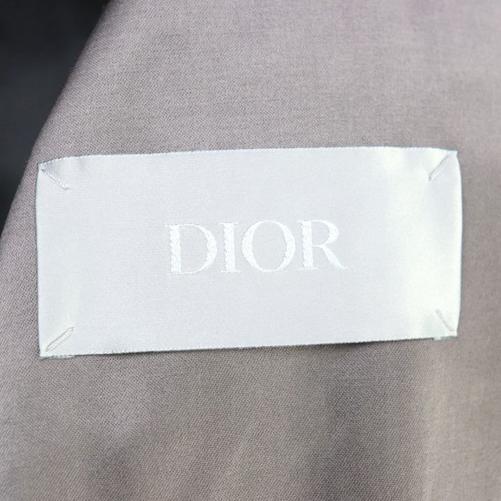 極美品○DIOR ディオール オム 943C301A4698 テクニカルコットン サテン ロゴボタン ベルト付き トレンチコート グレー 42 正規品 メンズ