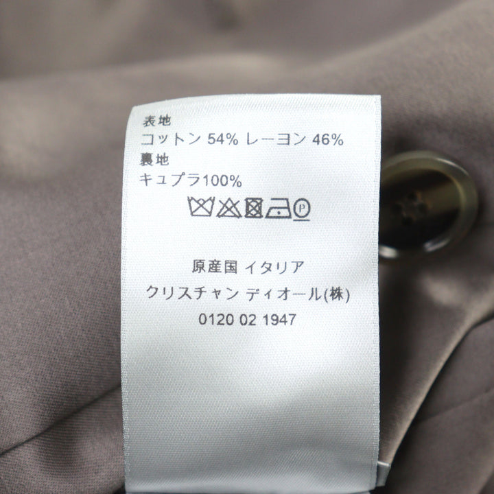 極美品○DIOR ディオール オム 943C301A4698 テクニカルコットン サテン ロゴボタン ベルト付き トレンチコート グレー 42 正規品 メンズ