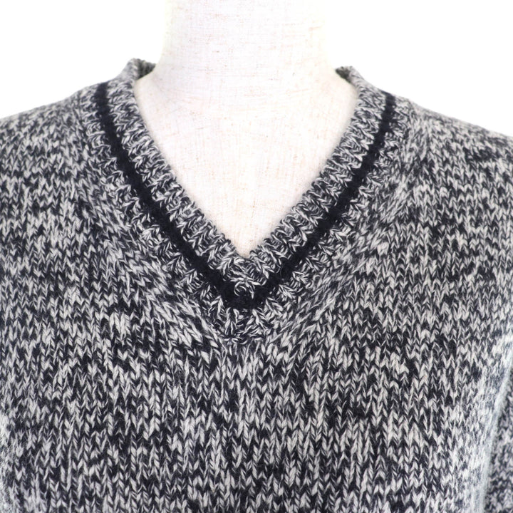 極美品★Christian Dior クリスチャンディオール 21AW 054S01AM303 ウール カシミヤ混 バックロゴ Vネック 長袖 ニット 紺 38 正規品