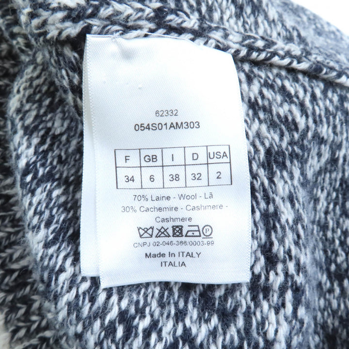 極美品★Christian Dior クリスチャンディオール 21AW 054S01AM303 ウール カシミヤ混 バックロゴ Vネック 長袖 ニット 紺 38 正規品