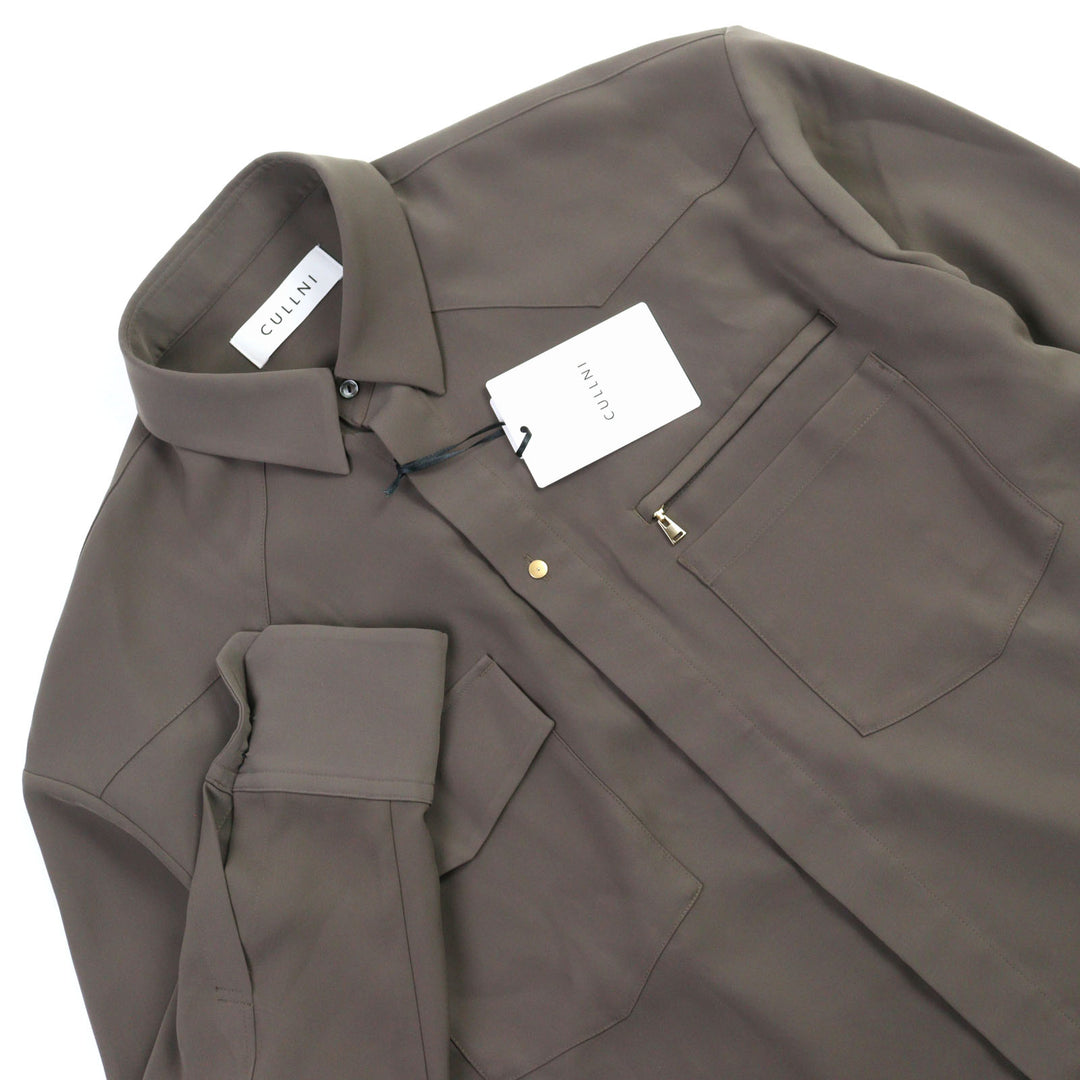 未使用品○CULLNI クルニ 24SS 24-SS-019 Dry Double Satin Pocket Shirt トープ 比翼仕立て 長袖シャツ 2 正規品 メンズ 定価36300円
