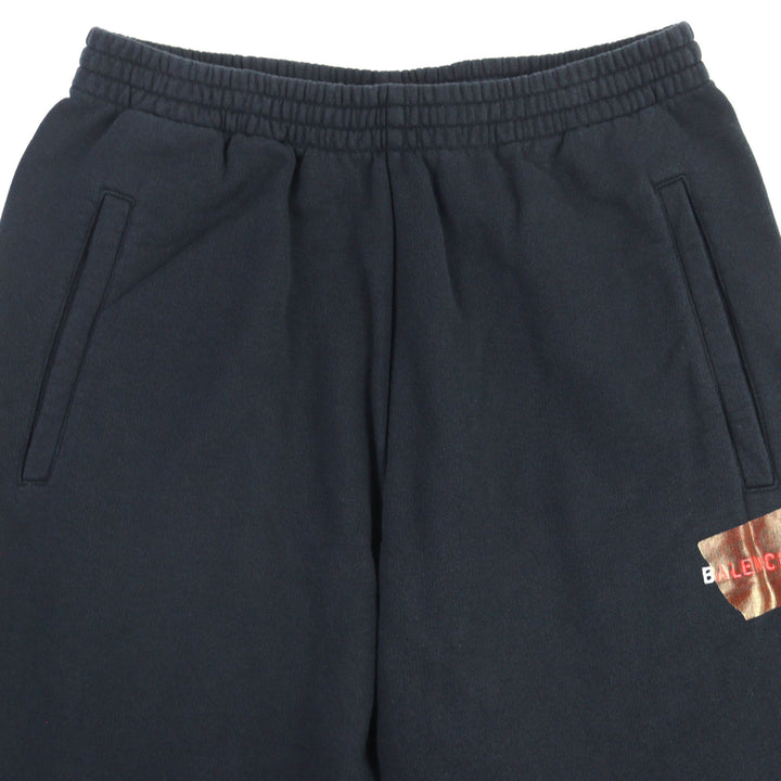 美品○BALENCIAGA バレンシアガ 25SS 740028 Laurel Baggy Sweatpants ダメージ加工 バギースウェットパンツ ブラック XS 正規品 メンズ