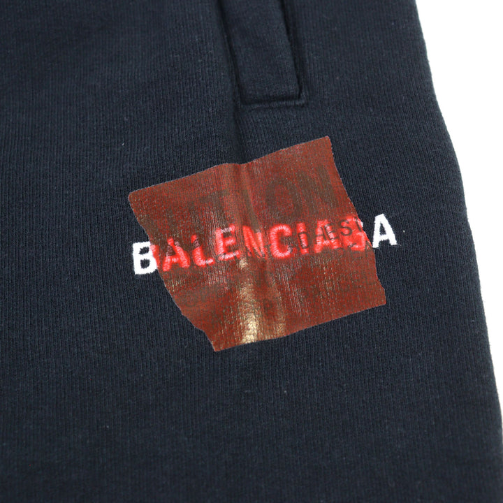美品○BALENCIAGA バレンシアガ 25SS 740028 Laurel Baggy Sweatpants ダメージ加工 バギースウェットパンツ ブラック XS 正規品 メンズ