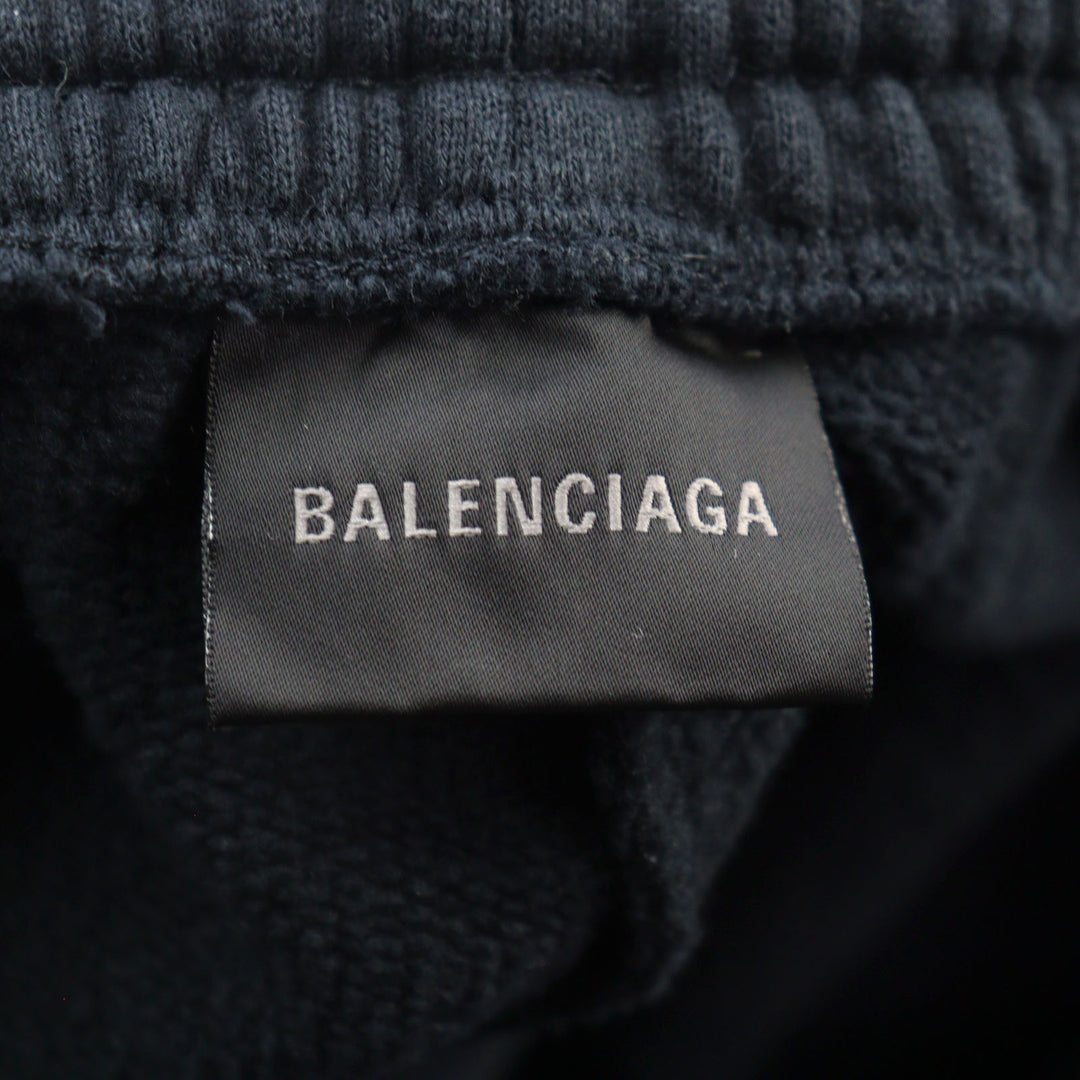 美品○BALENCIAGA バレンシアガ 25SS 740028 Laurel Baggy Sweatpants ダメージ加工 バギースウェットパンツ ブラック XS 正規品 メンズ