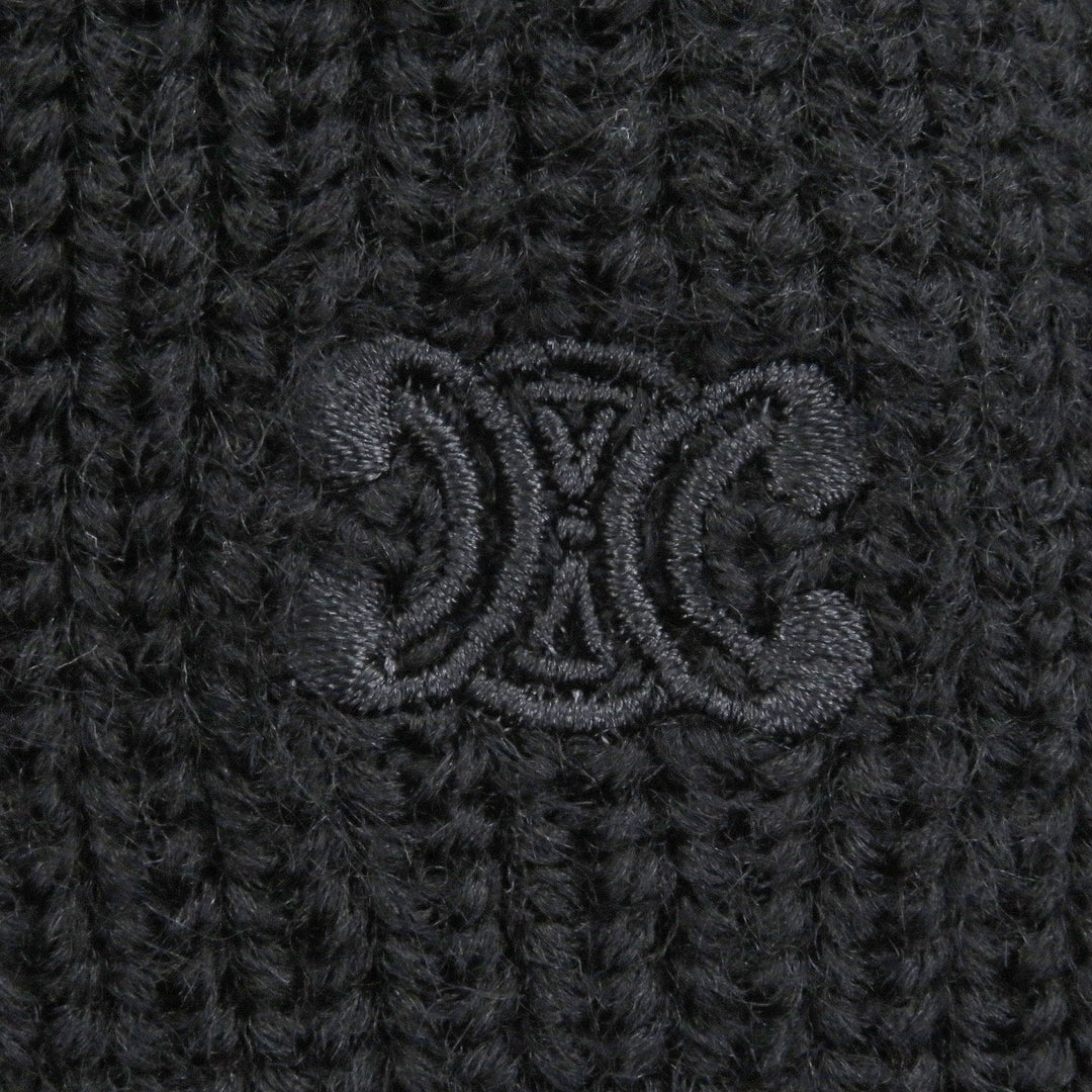 美品□CELINE セリーヌ RY02Q0ZP2 エディ期 トリオンフ刺繍 ハーフジップ トラッカーカラーセーター ブラック S イタリア製 正規品