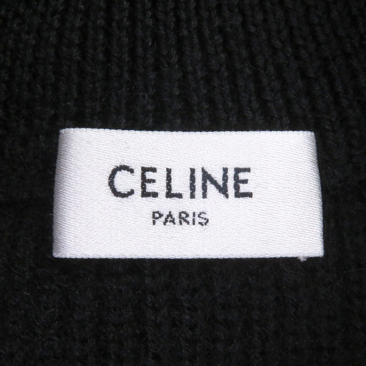 美品□CELINE セリーヌ RY02Q0ZP2 エディ期 トリオンフ刺繍 ハーフジップ トラッカーカラーセーター ブラック S イタリア製 正規品