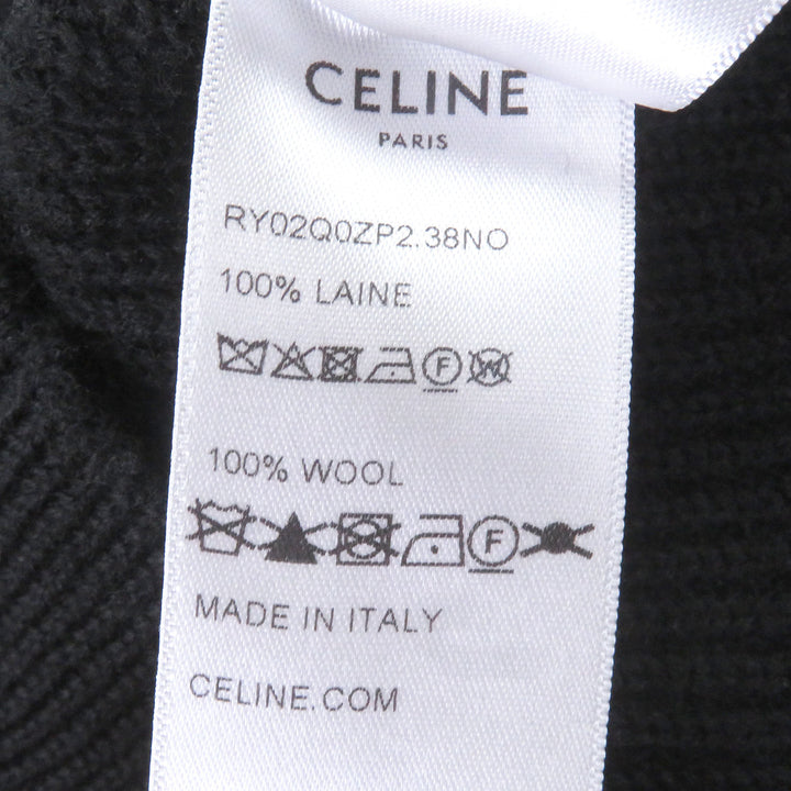 美品□CELINE セリーヌ RY02Q0ZP2 エディ期 トリオンフ刺繍 ハーフジップ トラッカーカラーセーター ブラック S イタリア製 正規品