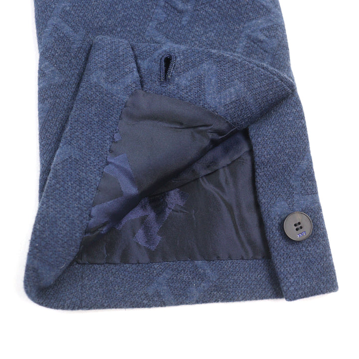 美品○KITON キートン UGS0101K06S4203000 コットン100% ロゴ総柄 比翼仕立て シングル テーラードジャケット 50 R08 正規品 メンズ