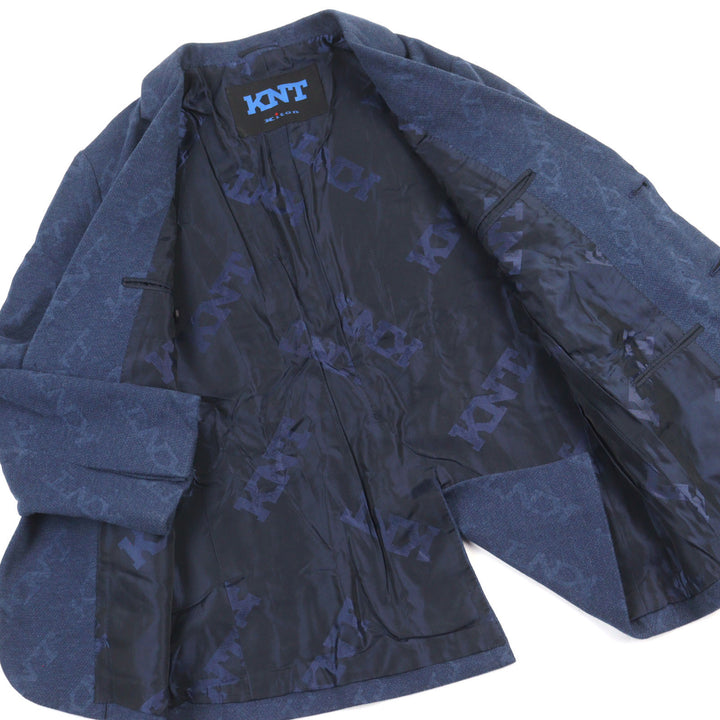 美品○KITON キートン UGS0101K06S4203000 コットン100% ロゴ総柄 比翼仕立て シングル テーラードジャケット 50 R08 正規品 メンズ