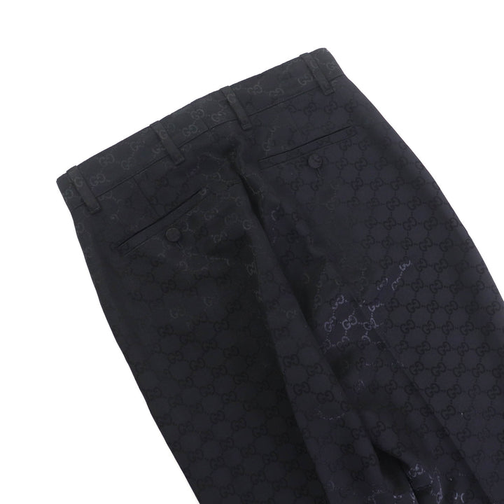 極美品★GUCCI グッチ 664408 GGパターン センタープレス コットン パンツ ボトムス ブラック 36 イタリア製 正規品 レディース