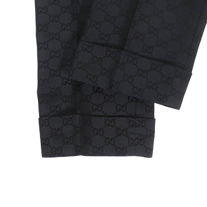 極美品★GUCCI グッチ 664408 GGパターン センタープレス コットン パンツ ボトムス ブラック 36 イタリア製 正規品 レディース