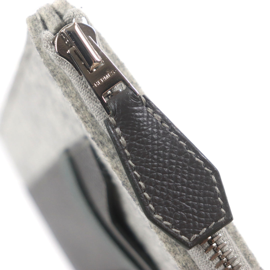 美品▼エルメス TOO DOO トゥードゥー29 フェルト ヴォーエプソン レザー シルバー金具 クラッチバッグ グレー D刻印 保存袋付き　メンズ