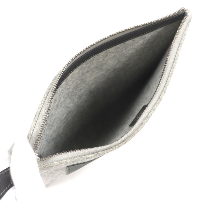 美品▼エルメス TOO DOO トゥードゥー29 フェルト ヴォーエプソン レザー シルバー金具 クラッチバッグ グレー D刻印 保存袋付き　メンズ