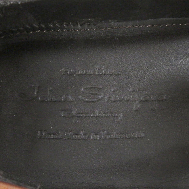 美品□Jalan Sriwijaya ジャランスリワヤ EDWARD Uステッチ レザー タッセルローファー モカシン フラットシューズ ブラウン 7.5 メンズ