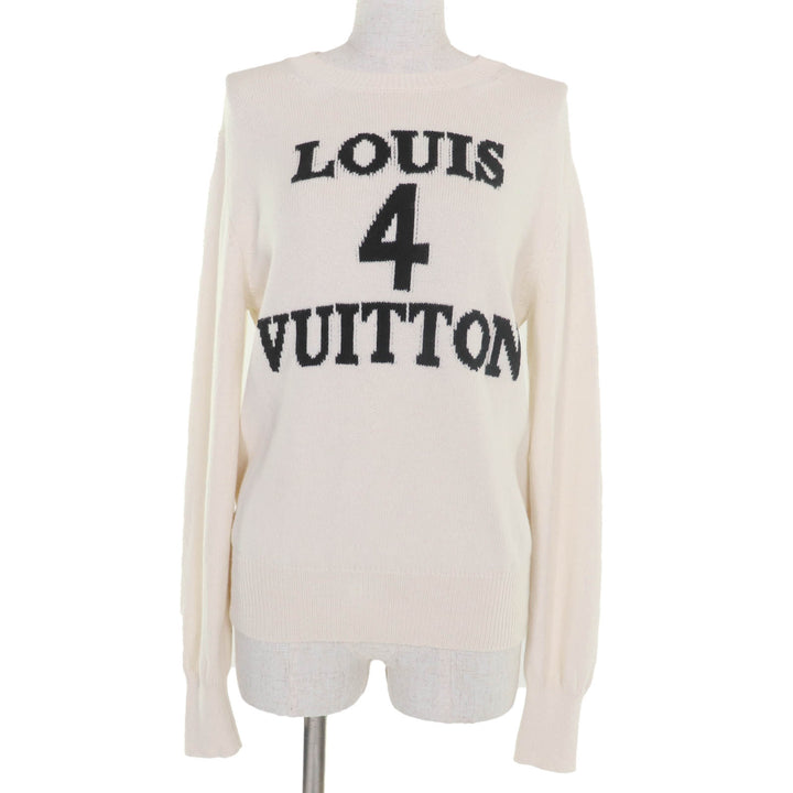 美品☆LOUIS VUITTON ルイヴィトン 23AW コットン カシミヤ LOUIS 4 VUITTON 長袖 ニット アイボリー L イタリア製 正規品 レディース