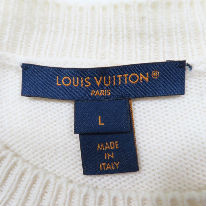 美品☆LOUIS VUITTON ルイヴィトン 23AW コットン カシミヤ LOUIS 4 VUITTON 長袖 ニット アイボリー L イタリア製 正規品 レディース