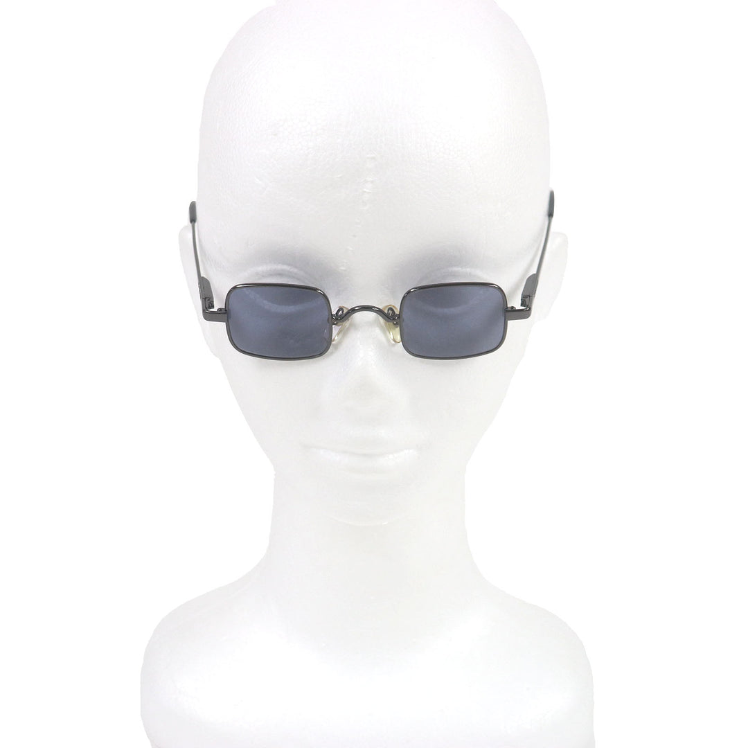 美品□CHANEL シャネル ヴィンテージ 09615 ロゴ入り スクエアフレーム アイウェア サングラス ガンメタリック 37□25 イタリア製