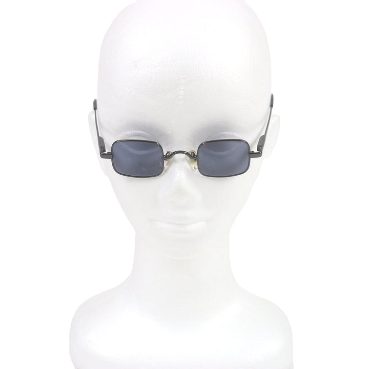 美品□CHANEL シャネル ヴィンテージ 09615 ロゴ入り スクエアフレーム アイウェア サングラス ガンメタリック 37□25 イタリア製