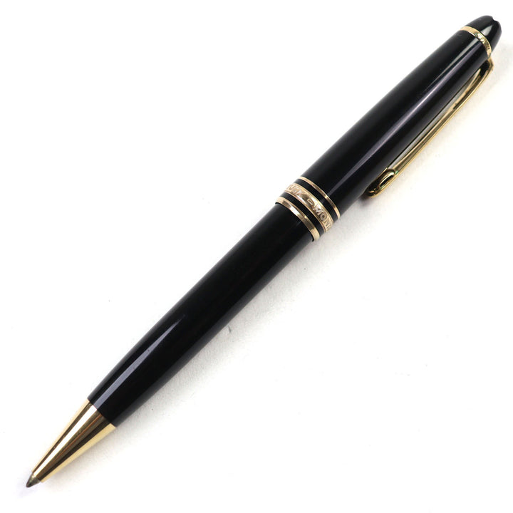 良品○MONTBLANC モンブラン マイスターシュテュック クラシック ロゴ刻印 ホワイトスター ツイスト式 ボールペン ブラック ゴールド