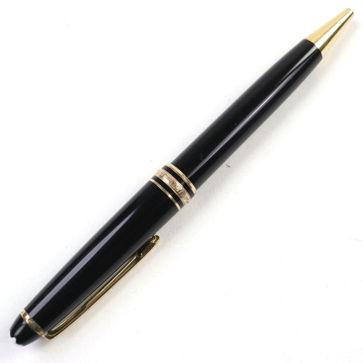 良品○MONTBLANC モンブラン マイスターシュテュック クラシック ロゴ刻印 ホワイトスター ツイスト式 ボールペン ブラック ゴールド