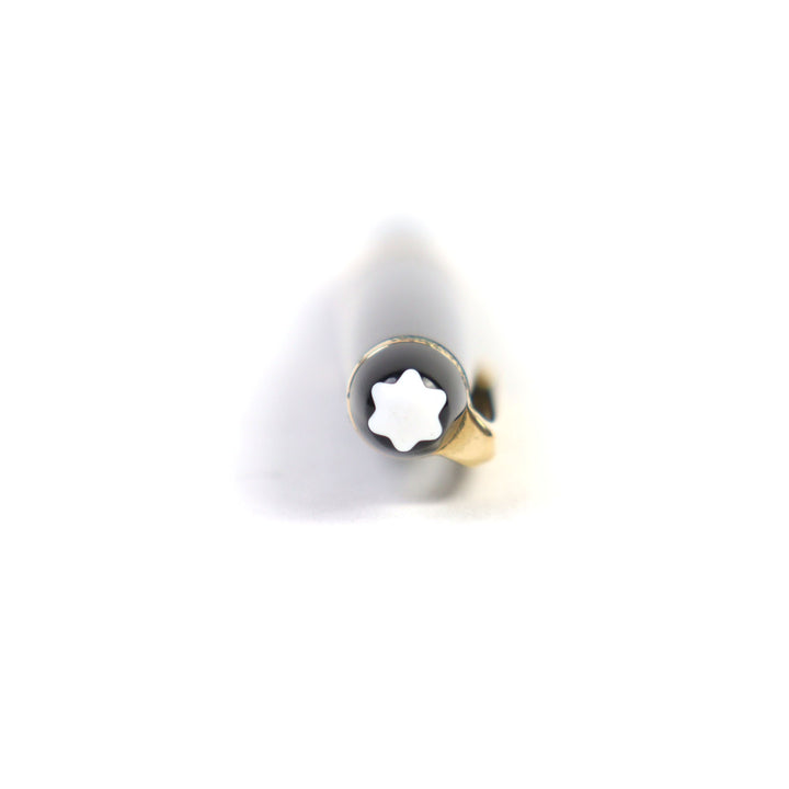 良品○MONTBLANC モンブラン マイスターシュテュック クラシック ロゴ刻印 ホワイトスター ツイスト式 ボールペン ブラック ゴールド