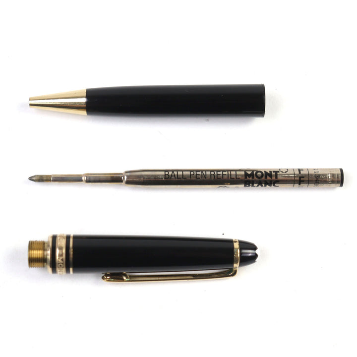 良品○MONTBLANC モンブラン マイスターシュテュック クラシック ロゴ刻印 ホワイトスター ツイスト式 ボールペン ブラック ゴールド