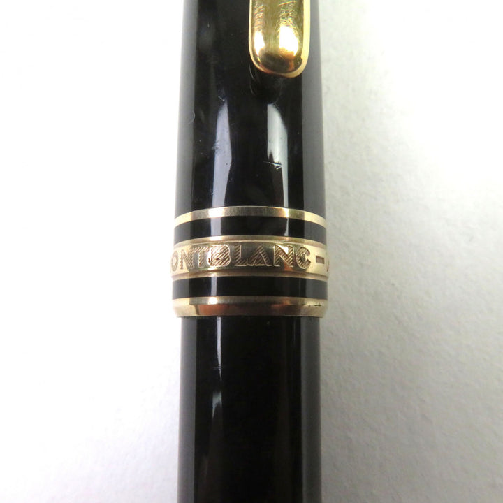 良品○MONTBLANC モンブラン マイスターシュテュック クラシック ロゴ刻印 ホワイトスター ツイスト式 ボールペン ブラック ゴールド