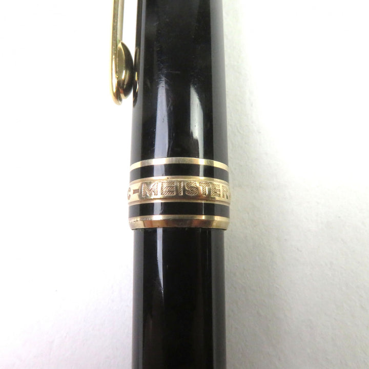 良品○MONTBLANC モンブラン マイスターシュテュック クラシック ロゴ刻印 ホワイトスター ツイスト式 ボールペン ブラック ゴールド