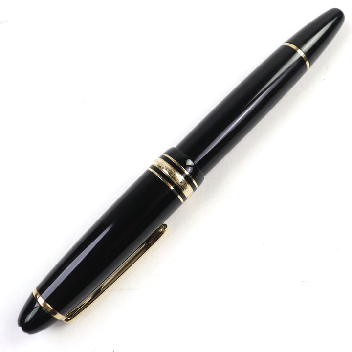 良品○MONTBLANC モンブラン マイスターシュテュック 146 14K Bニブ ロゴ刻印 ホワイトスター 吸引式 万年筆 ブラック ゴールド 西独製