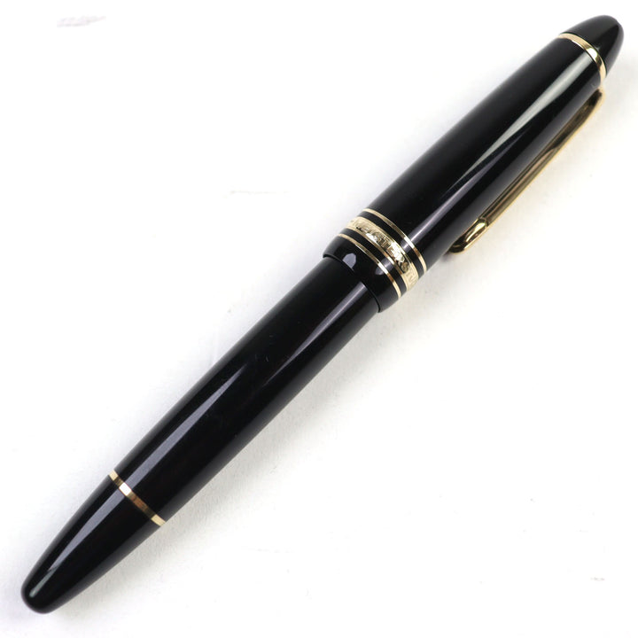 良品○MONTBLANC モンブラン マイスターシュテュック 146 14K Bニブ ロゴ刻印 ホワイトスター 吸引式 万年筆 ブラック ゴールド 西独製