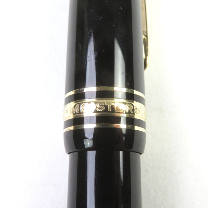 良品○MONTBLANC モンブラン マイスターシュテュック 146 14K Bニブ ロゴ刻印 ホワイトスター 吸引式 万年筆 ブラック ゴールド 西独製