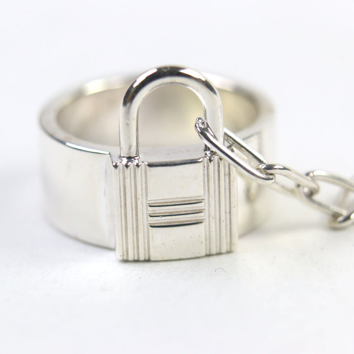 極美品○HERMES エルメス アルファケリー AG925 クロシェット カデナ ダブルリング・指輪 49(日本サイズ8号相当) 重量11.37g レディース