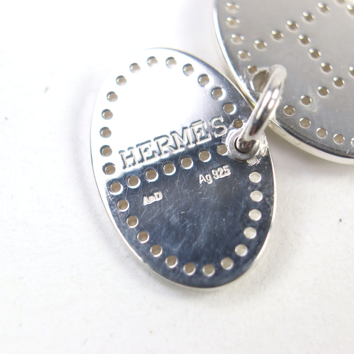美品○HERMES エルメス エクリプス エブリン AG925 Hロゴモチーフ パンチング オーバル ペンダントトップ シルバー 重量3.77g レディース