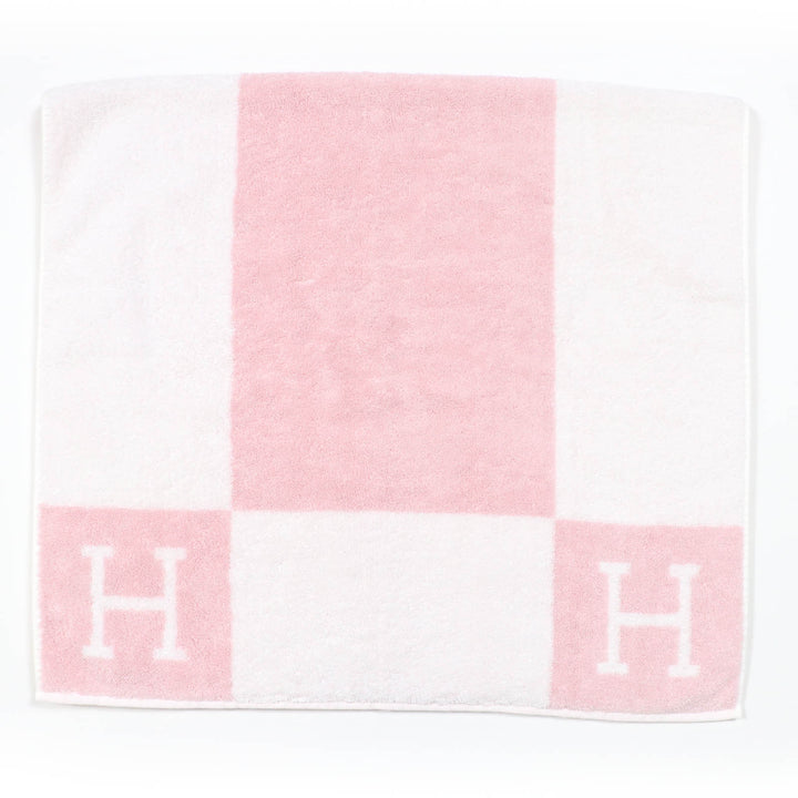 未使用品☆HERMES エルメス アヴァロン バスタオル コットン100％ Hロゴ 大判 タオル ピンク 箱付き フランス製 正規品 レディース