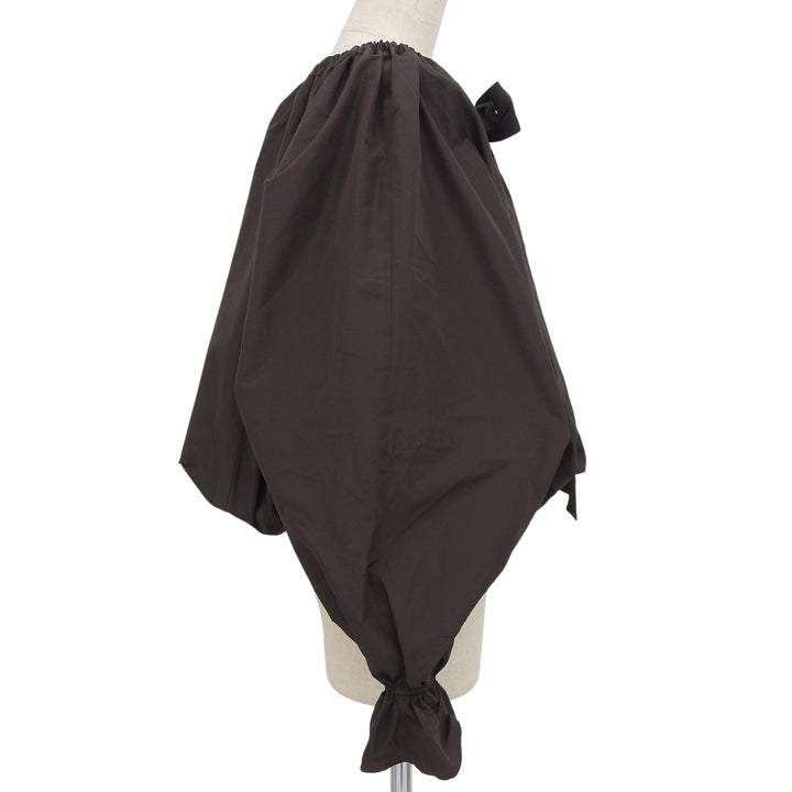 極美品▲PATOU パトゥ 21AA4-T0026-11 パフ・キャンディースリーブ グログランリボン 長袖 ブラウス ブラウン 34 正規品 レディース