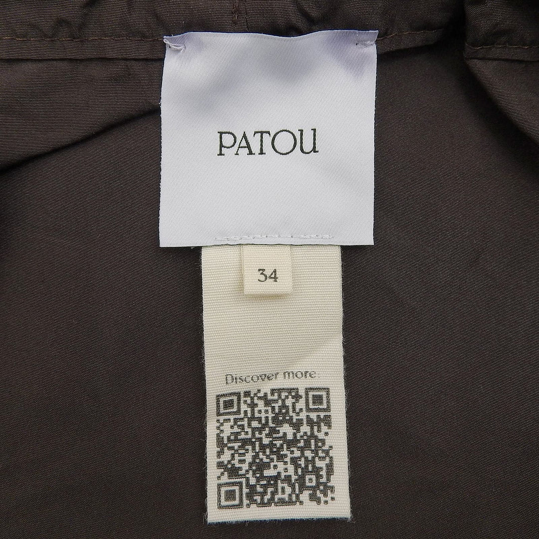 極美品▲PATOU パトゥ 21AA4-T0026-11 パフ・キャンディースリーブ グログランリボン 長袖 ブラウス ブラウン 34 正規品 レディース