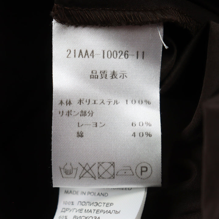 極美品▲PATOU パトゥ 21AA4-T0026-11 パフ・キャンディースリーブ グログランリボン 長袖 ブラウス ブラウン 34 正規品 レディース