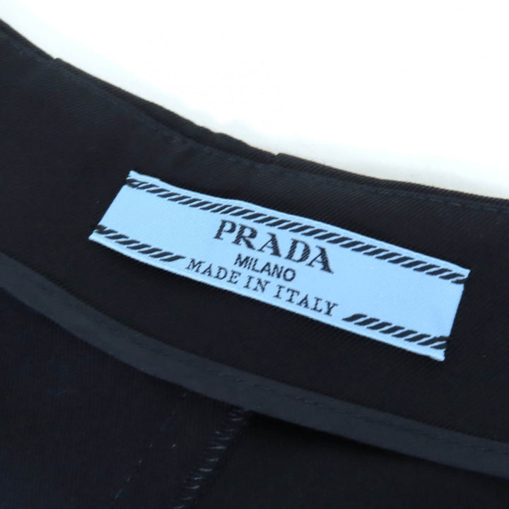 極美品△PRADA プラダ 2024年製 P185Y ペチコート付き メタルリング ウールギャバジン ミニ プリーツスカート ネイビー 36 定価335500円