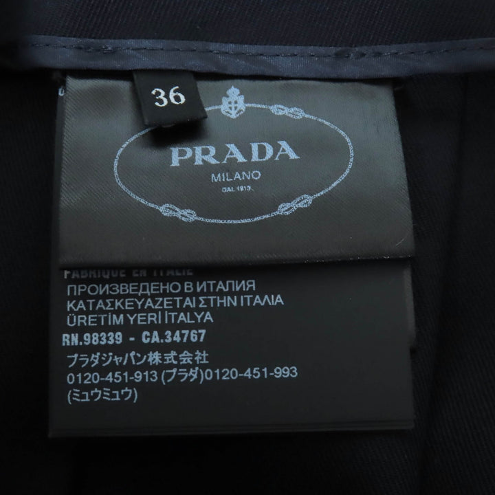 極美品△PRADA プラダ 2024年製 P185Y ペチコート付き メタルリング ウールギャバジン ミニ プリーツスカート ネイビー 36 定価335500円