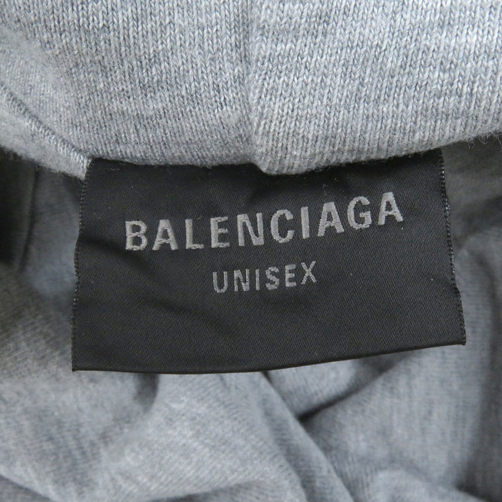 極美品□BALENCIAGA バレンシアガ 24AW 807999 BOXING LINED HOODIE コットン100％ クラックロゴ プルオーバー パーカー グレー L メンズ