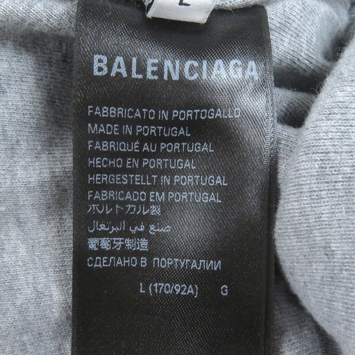 極美品□BALENCIAGA バレンシアガ 24AW 807999 BOXING LINED HOODIE コットン100％ クラックロゴ プルオーバー パーカー グレー L メンズ