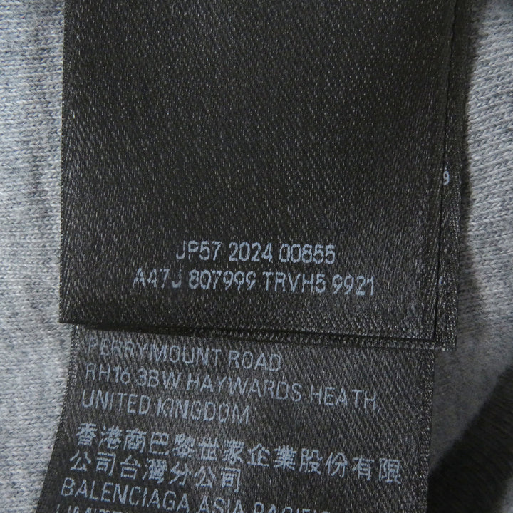 極美品□BALENCIAGA バレンシアガ 24AW 807999 BOXING LINED HOODIE コットン100％ クラックロゴ プルオーバー パーカー グレー L メンズ
