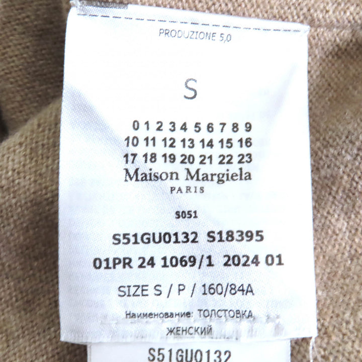 極美品△Maison Margiela メゾンマルジェラ 24SS S51GU0132 ウール カシミヤ混 ニットプルオーバー パーカー ベージュ S 正規品
